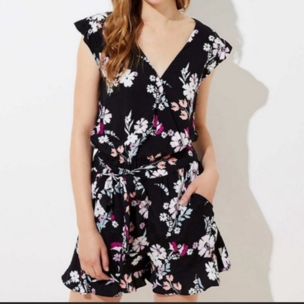 LOFT Black Floral Romper